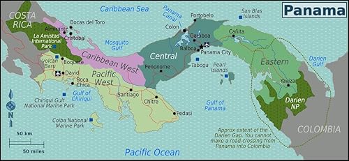 Gifts Delight Cartel laminado 34x15 Panama Regions mapa