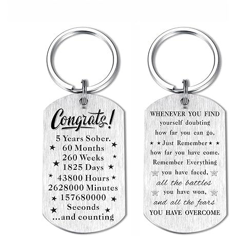 5 Year Anniversary AA Medallion Keychain - Celebrate Sobriety