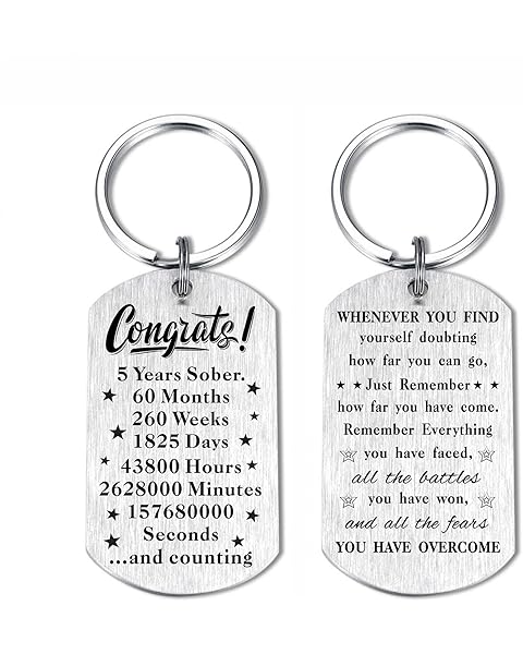 Laluminter Sobriety Gifts for Men Women - Sober Anniversary Keychain Keepsake - Recovery AA NA Gift