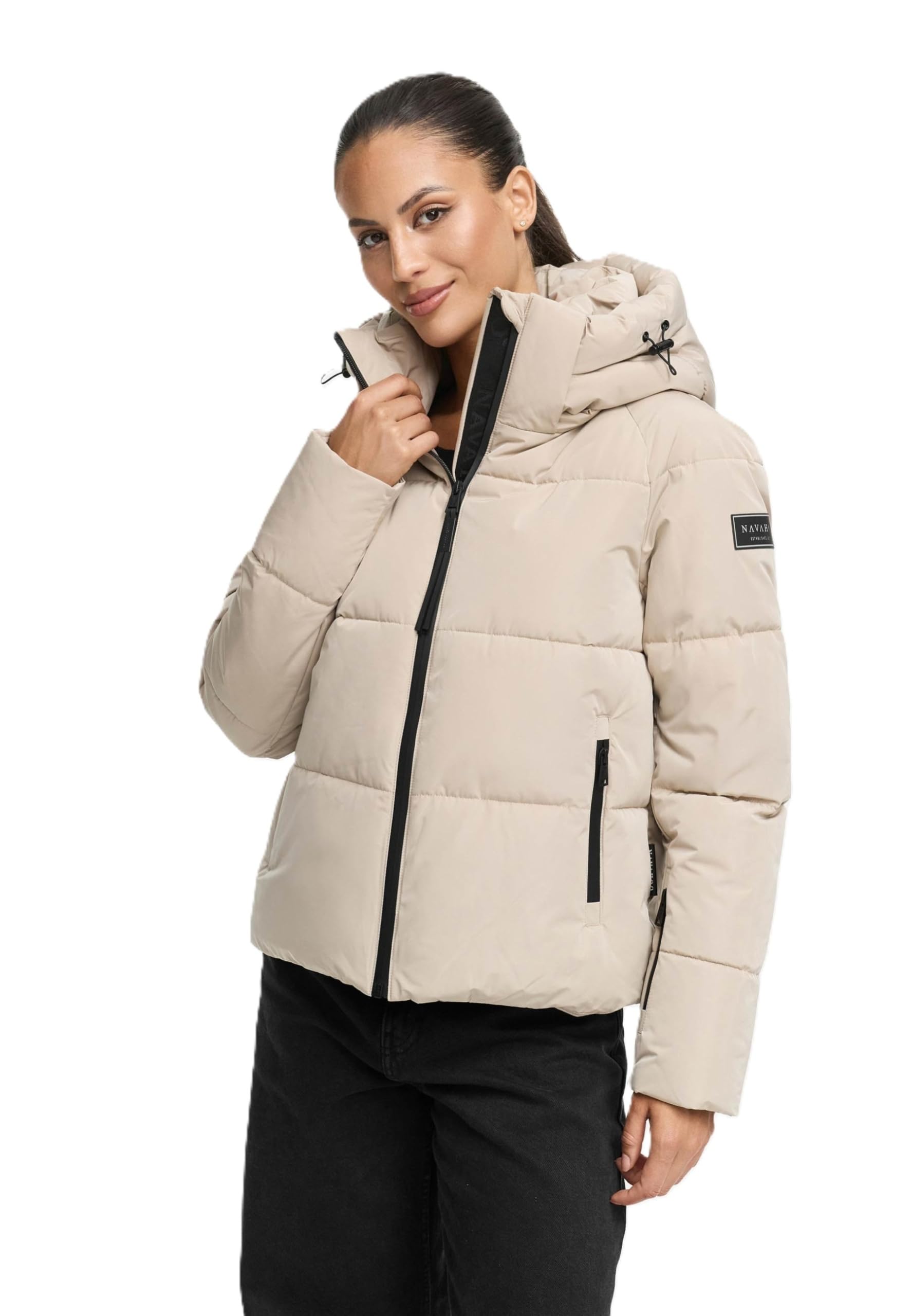 Navahoo Dames winterjas (XS-XXL) - gestikt, afneembare capuchon, 5 zakken - N067, Dusty-blue, S