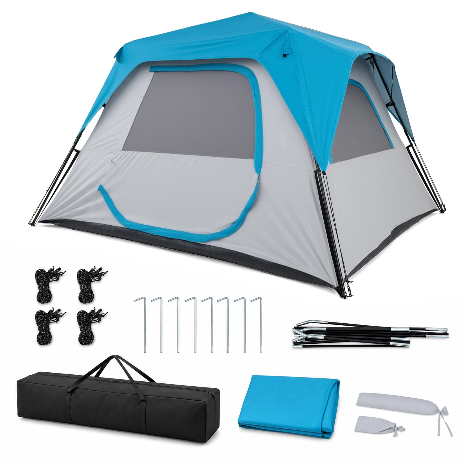 COSTWAY Tenda Pop-up con Tettoia Rimovibile per 5-6 Persone