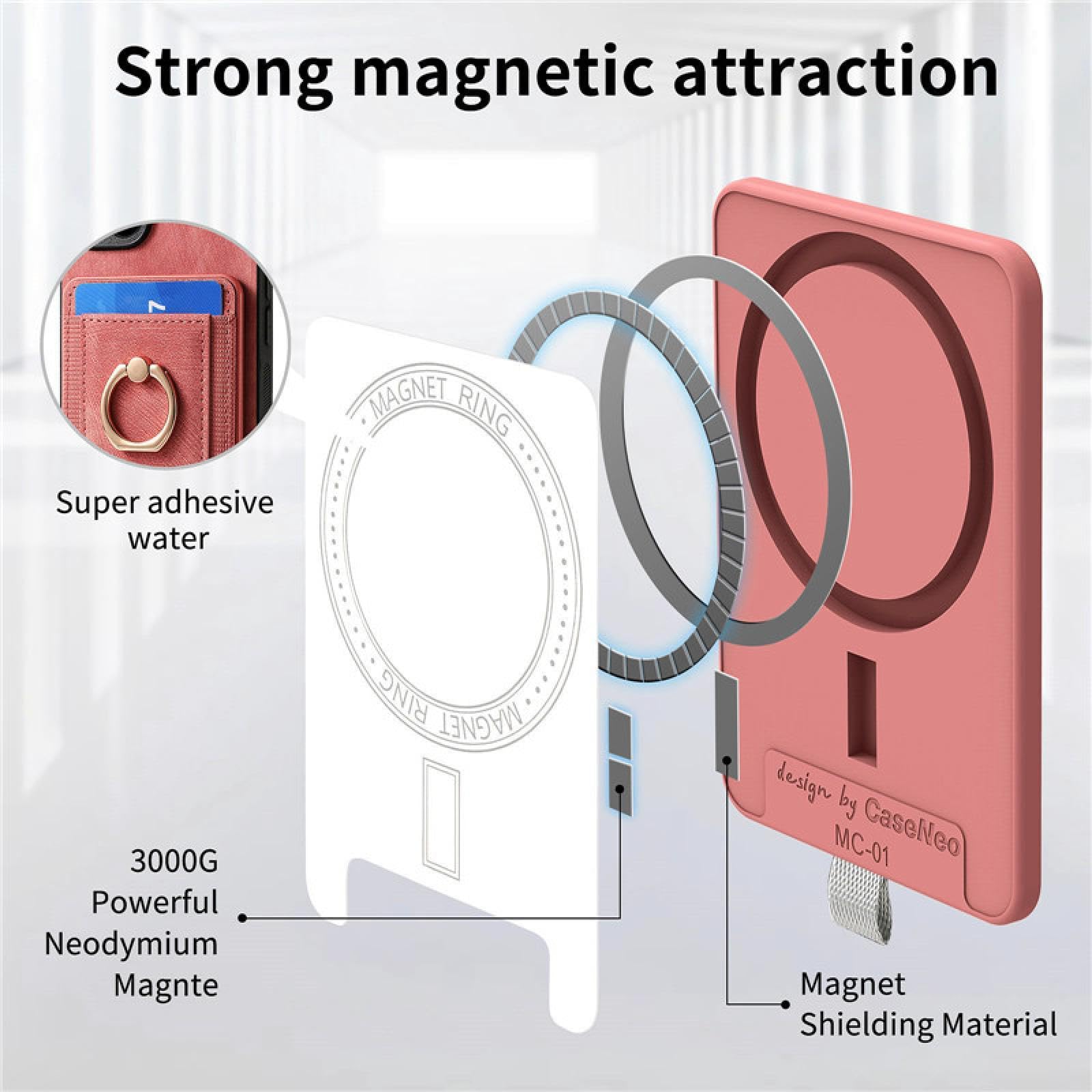 Do iPhone SE 2020 (2022) Magnetyczny bezprzewodowy skórzany portfel etui na telefon z pierścieniem i klapką (do iPhone SE 2020 (2022)/FIOLETOWY)