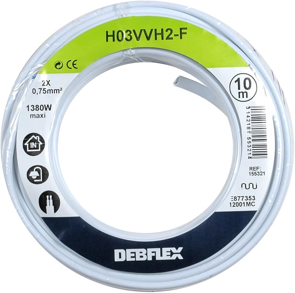 Debflex 155321 Cable Reel HO3VVH2-F 2 x 0.75 10 m White