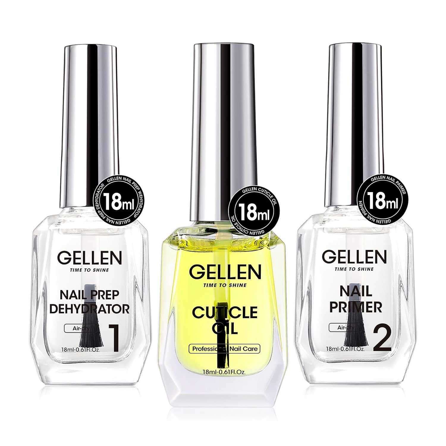 GELLEN Nail Dehydrator Primer and Cuticle Oil 18ML - Hema-Free Acid-Free Nail Prep Base Varnish Manicure Protein Bonder Liquid for Gel Polish Acrylic Salon Nail Art Essential