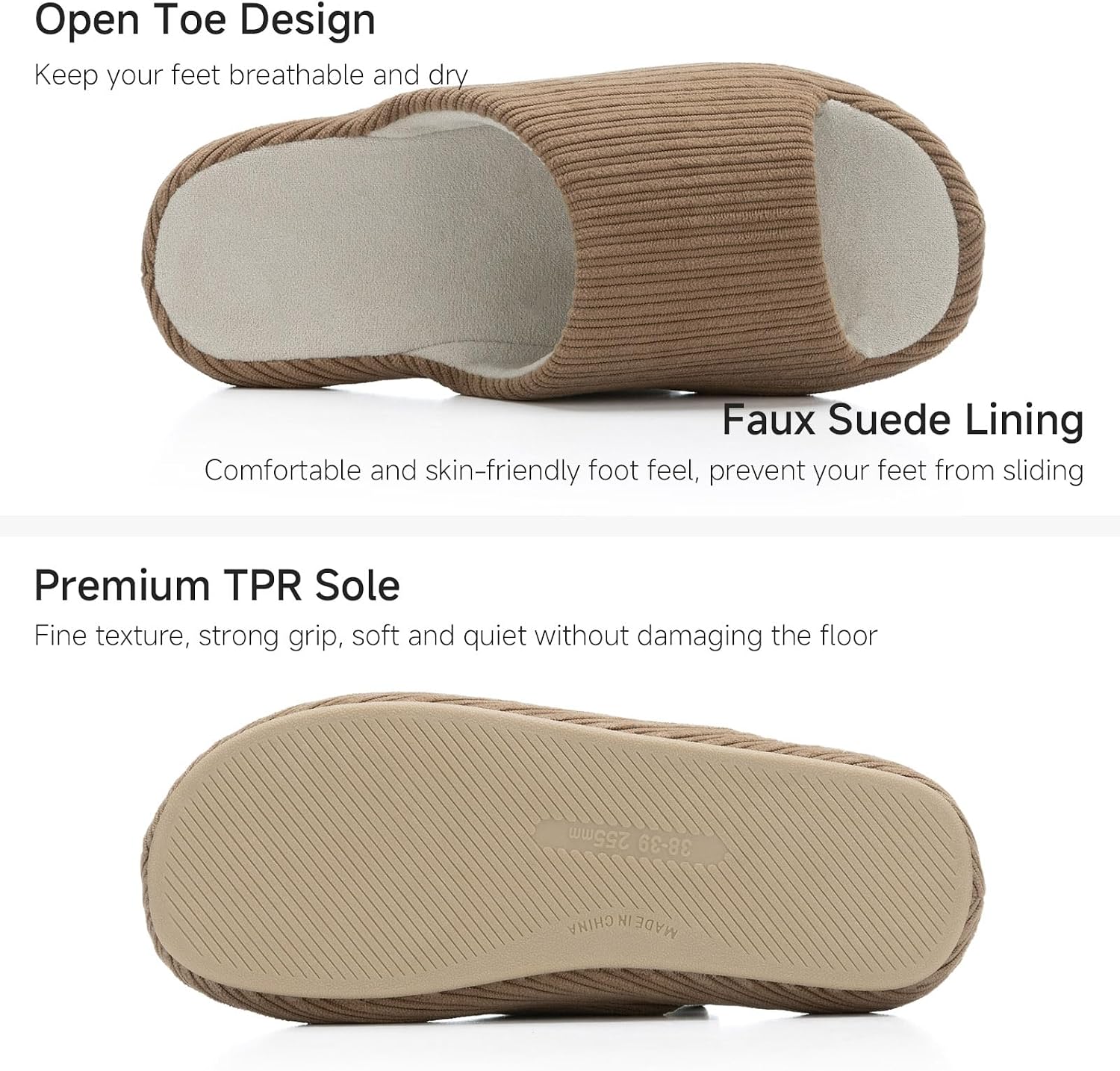 Chantomoo Womens Slippers Comfort Memory Foam House Open Toe Slippers for Indoor Bedroom Outdoor Gift image 4