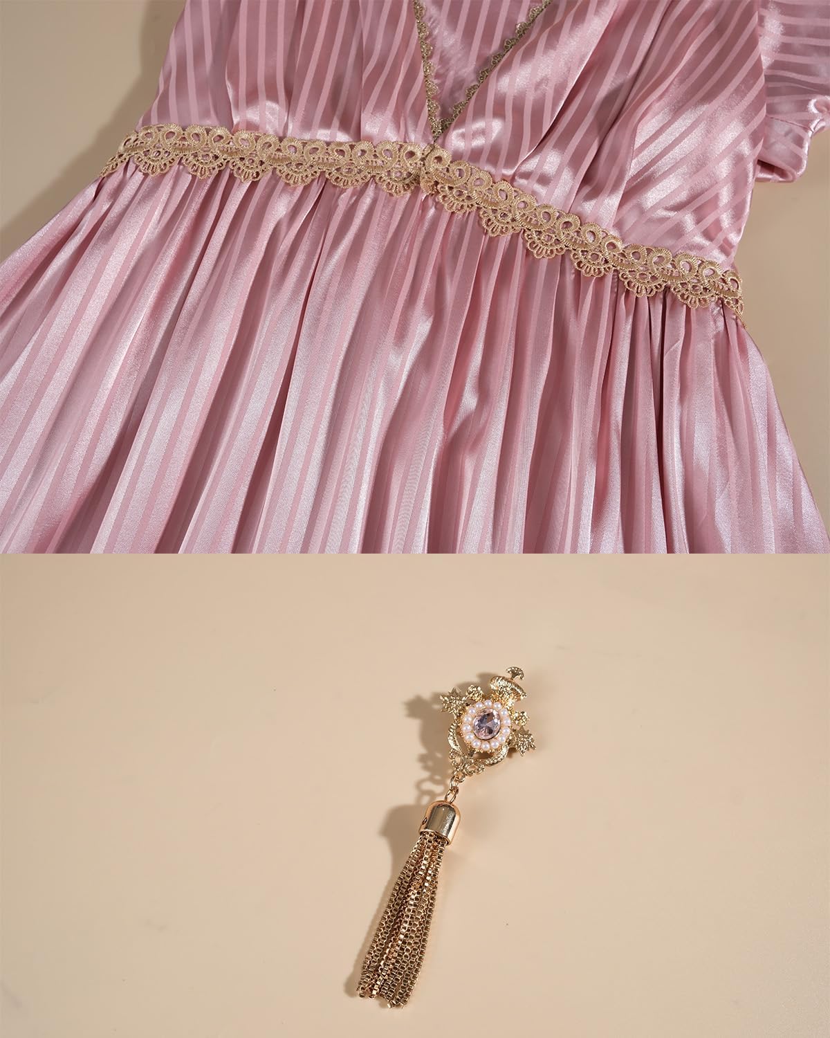 FCCAM Regency Dresses for Women Empire Waist 1800s Victorian Dress Ball Gown with Shawl - Image 5