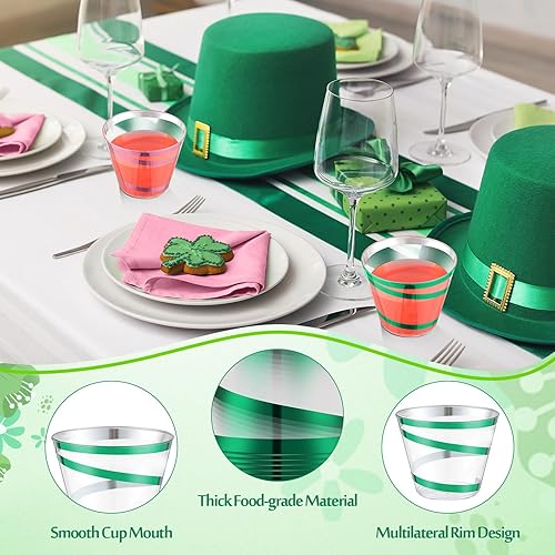 Vista 172 de Gejoy Vasos de plástico con borde de 9 onzas, vasos desechables para beber vino, vasos transparentes y elegantes de Halloween para suministros