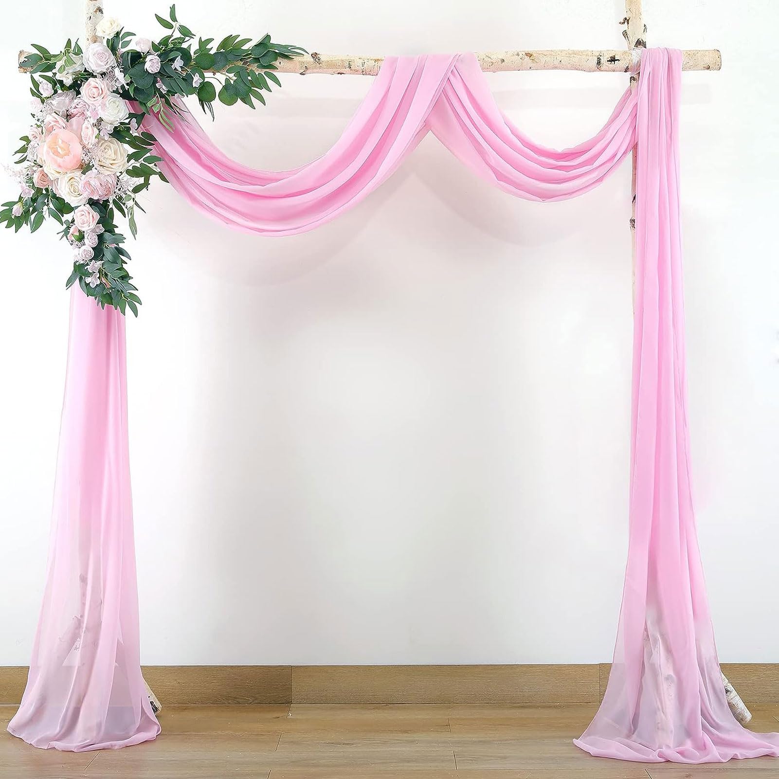 HUHJYUGE Lot de 1 Mariage Arche Tenture, Mariage Voilage Drapés en Mousseline Elastique, Elégant Romantiques Transparent Tissu Rideaux Decor, pour Déco Fête Cérémonie Rideaux (18 600cm)