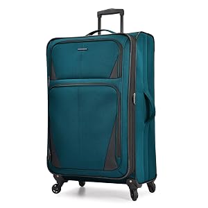 U S Traveler Aviron Bay Expandable Softside Luggage with Spinner Wheels Teal 30-Inch US08125E31