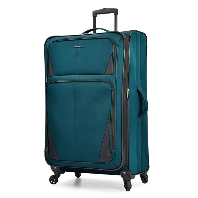 U S Traveler Aviron Bay Expandable Softside Luggage with Spinner Wheels Teal 30-Inch US08125E31