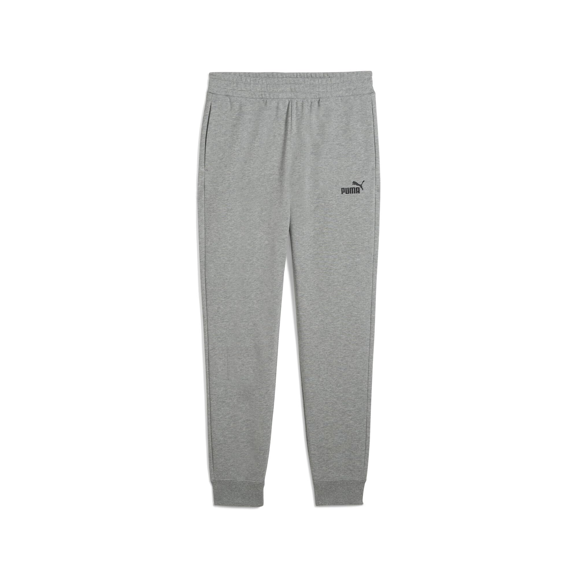 Puma Men's Medium Gray Heather Essentials No. 1 Logo Fitted Tracksuit Bottoms, M