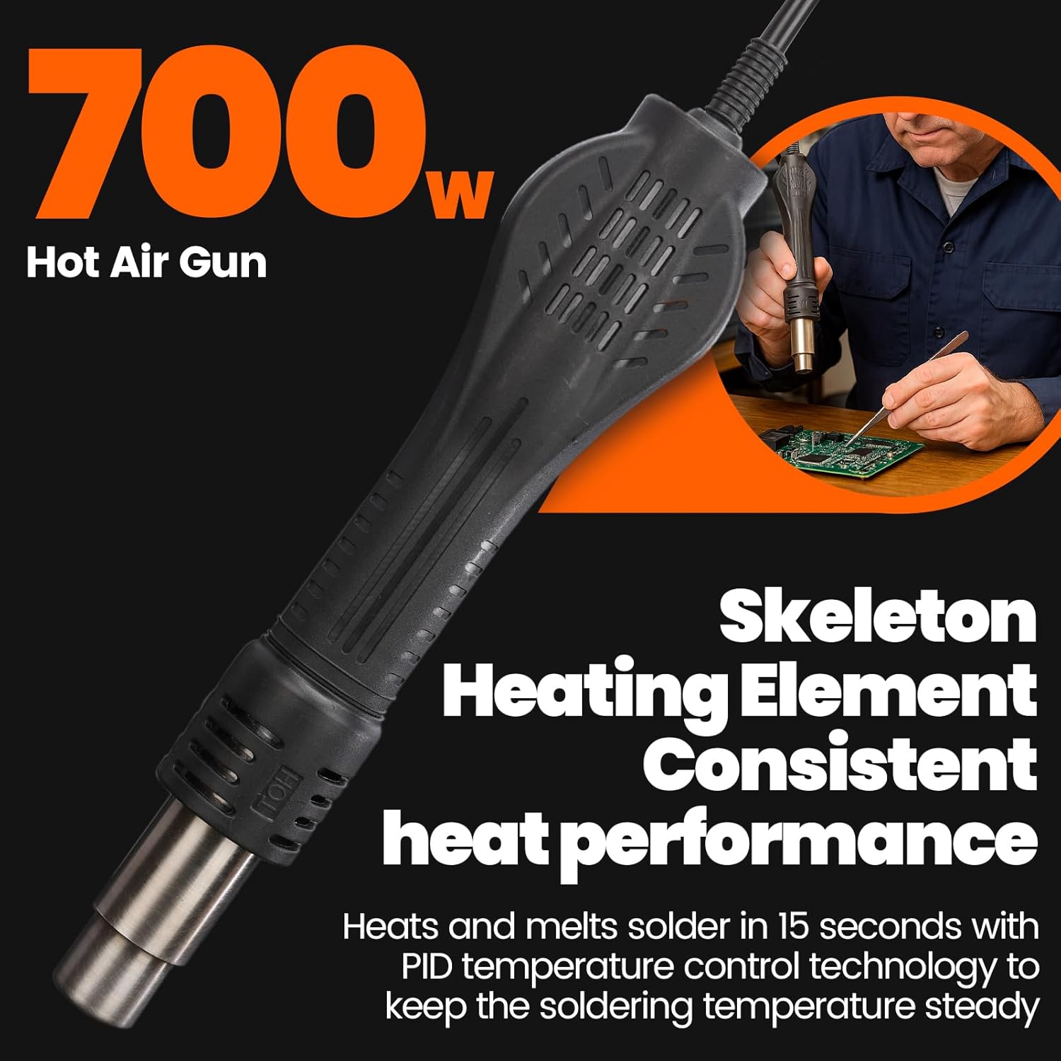 902D III Hot Air Soldering Station 2-IN-1 Kit with 3 Preset Channels, Small Silicone Work Mat, 4 Soldering Tips, 2 Lead-free Solder, Solder Sucker, ESD-Safe Tweezers