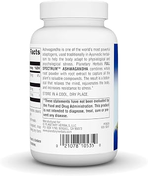 Planetary Herbals Ashwagandha Full Spectrum 570 mg, Rejuvenating Tonifier,120 Tablets