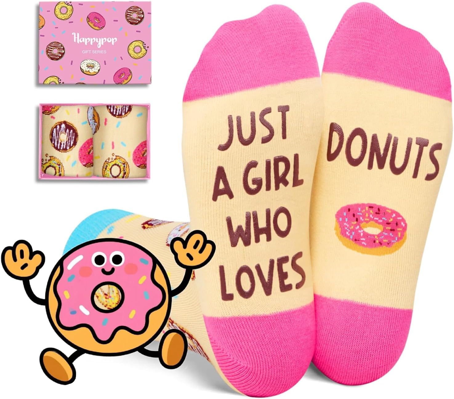 HAPPYPOP Funny Socks for Kids - Pickle Donut Popcorn Ice Cream Gifts for 7-9 Years Old Girl