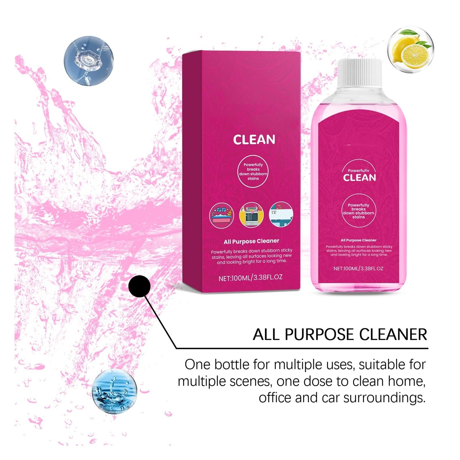 Limpiador Multiusos 100ml, for Eliminación De Grasa Y Suciedad, Limpieza Y Mantenimiento(2pcs)