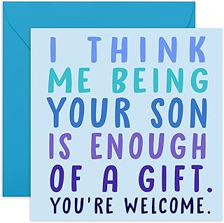 Central 23 Mothers Day Cards From Son - Funny Dad Birthday Card - 'Being Your Son Is Enough Of A Gift' - Cheeky Mum Birthday Cards - Mum Gifts from Son - Fathers Day Card - Comes With Fun Stickers