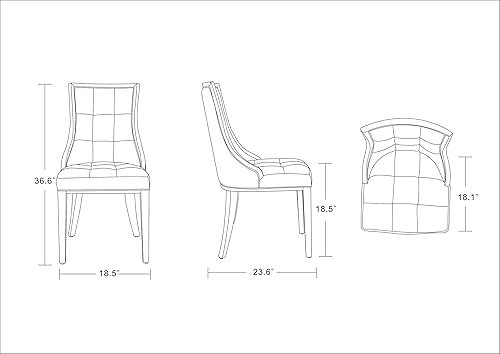Miniatura 3 de Manhattan Comfort Fifth Avenue - Sillas de comedor de piel sintética, muebles Parsons Accent con asiento acolchado con respaldo de ala, costuras