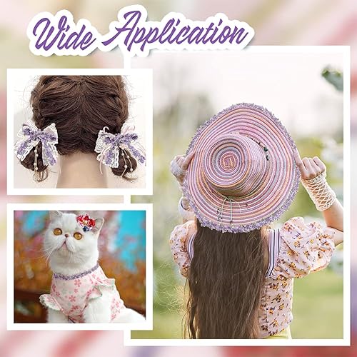 Miniatura 2 de PH PandaHall Cinta de encaje de flores de 5 yardas, ribete de encaje floral morado de 0.787 pulgadas (0.787 in), cintas bordadas para bricolaje,