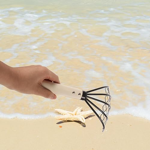 Miniatura 9 de DOITOOL 2 rastrillos de almejas, garras de acero de 10.2 pulgadas con red de malla, rastrillo de jardín, rastrillo de playa portátil para excavar