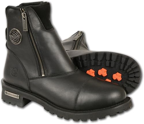 Milwaukee Leather Bota con cremallera de doble cara súper limpia para hombre, punta redonda, color negro 9, Negro -