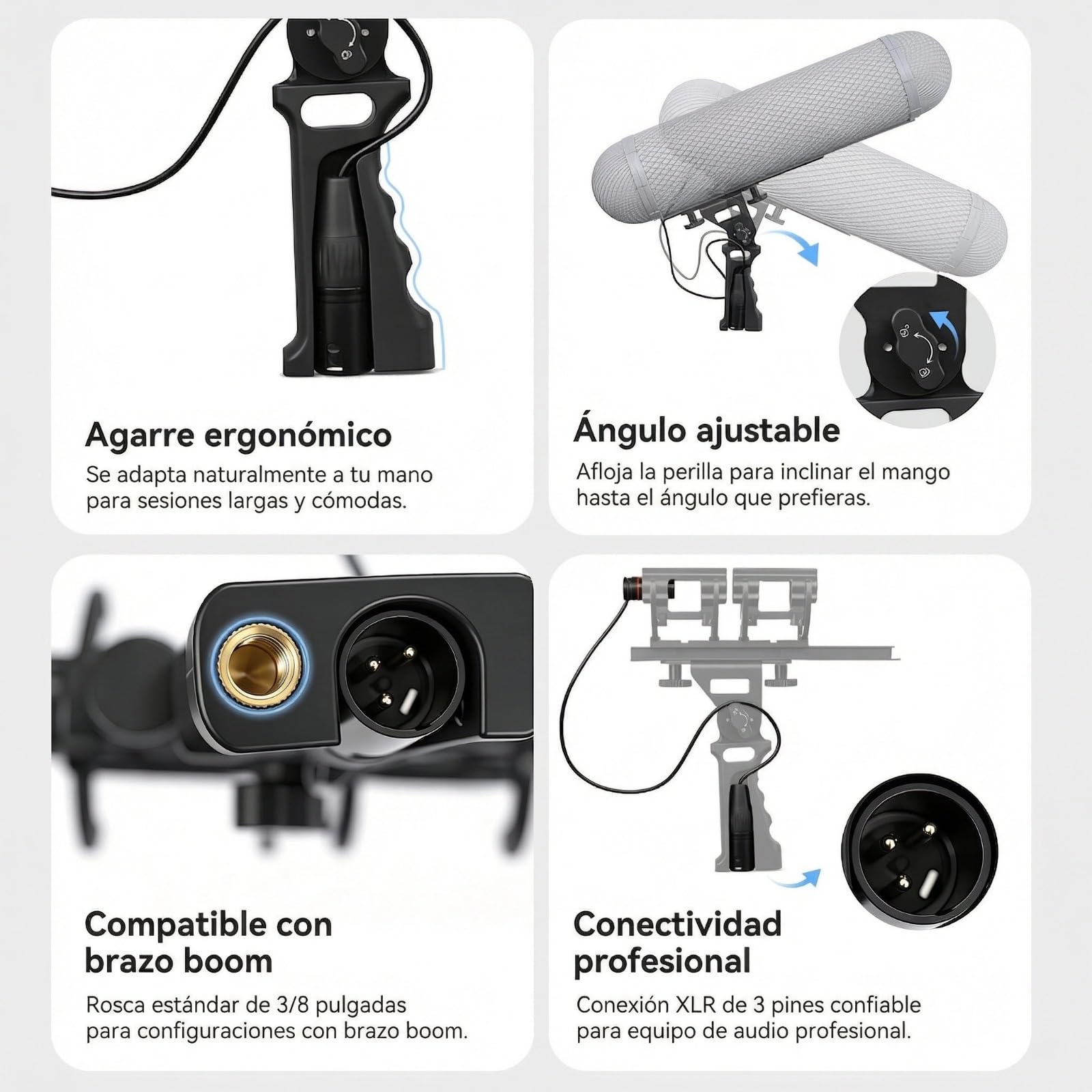 DF DIGITALFOTO Sistema Montaje Micrófono con Amortiguador y Gato Muerto | Compatible con Serie Rode NTG, Compatible con Sennheiser MKE600, Para Micrófono de Escopeta