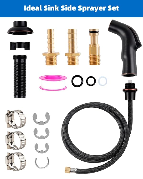 Hygie Rinse Universal Kitchen Sink Faucet Sprayer Head Attachment Compatible with Moen Faucet Sprayer Replacement, Kitchen Sink Side Sprayer with Braided Hose/Holder, Oil Rubbed Bronze by Hygie Rinse - Image 2