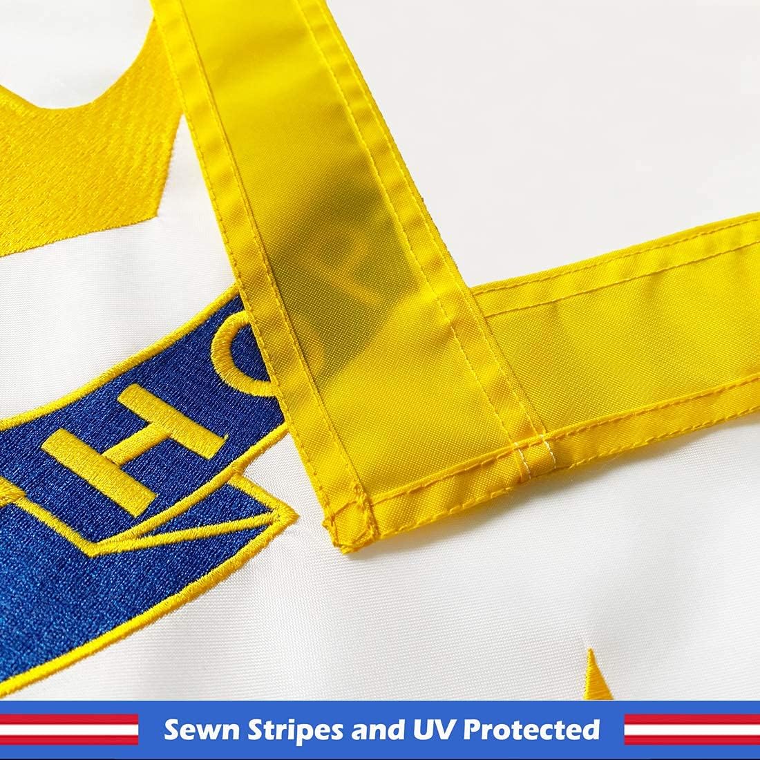Rhode Island State Flag 3x5 Ft - Premium Embroidered, Heavy Duty Nylon, Double Sewn Stripes and Sturdy Brass Grommets. All Weather American Rhode Island Flags Banner Great for Outdoor and Indoor Decor