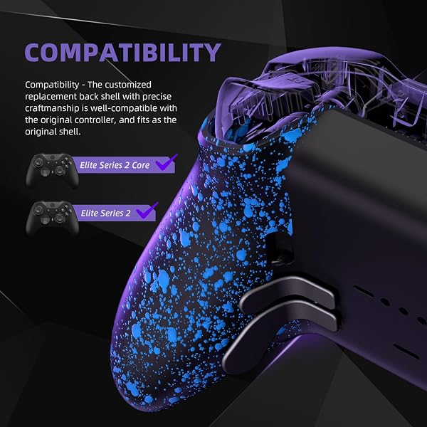 eXtremeRate Cover Posteriore Ricambio per Xbox Elite Series 2 Controller,Custodia Copertura Scocca Trigger Stop per Xbox Elite Series 2 Core Wireless Controller Model 1797-Blu Antiscivolo - 3