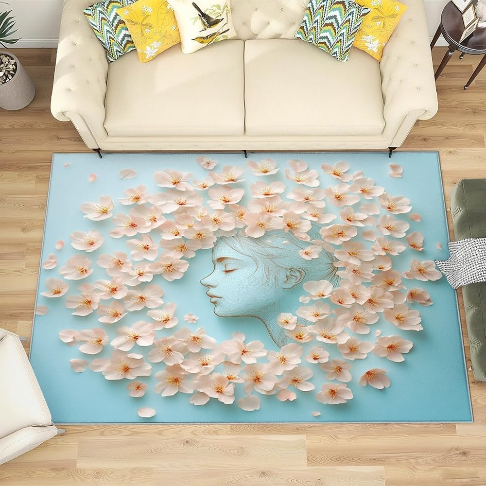Tapis 3D fille fleurie lavable pour régler les sols glissants