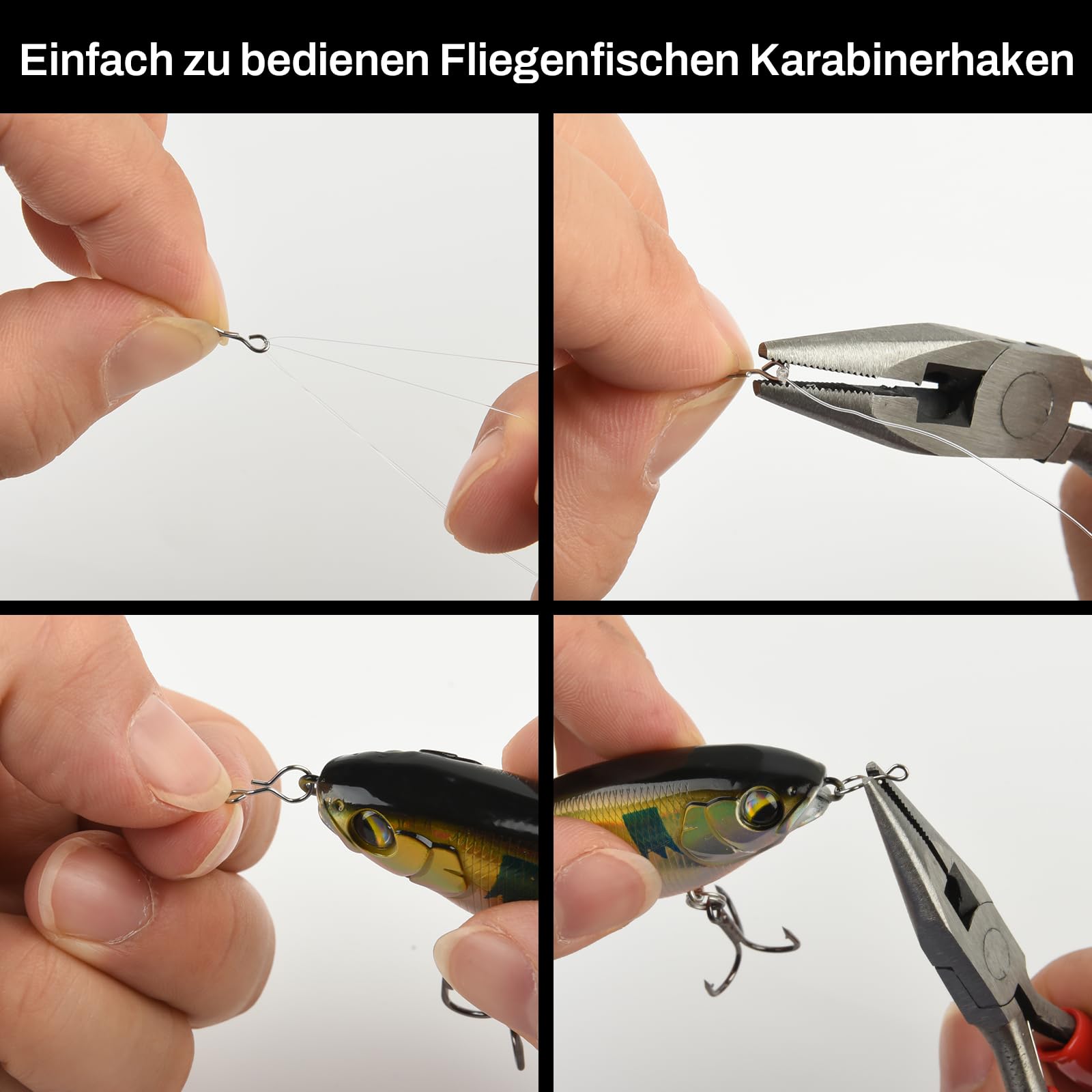 Realure 200 Stücke Snaps Angeln, Edelstahl Fishing Snap Set Größe XS#-XL#, Schnellwechsel Fliegenhaken Locken Snap, Fliegenfischen Snaps Wirbel Angeln, für Forellenköder, Hecht-Köder und Barsch-Köder