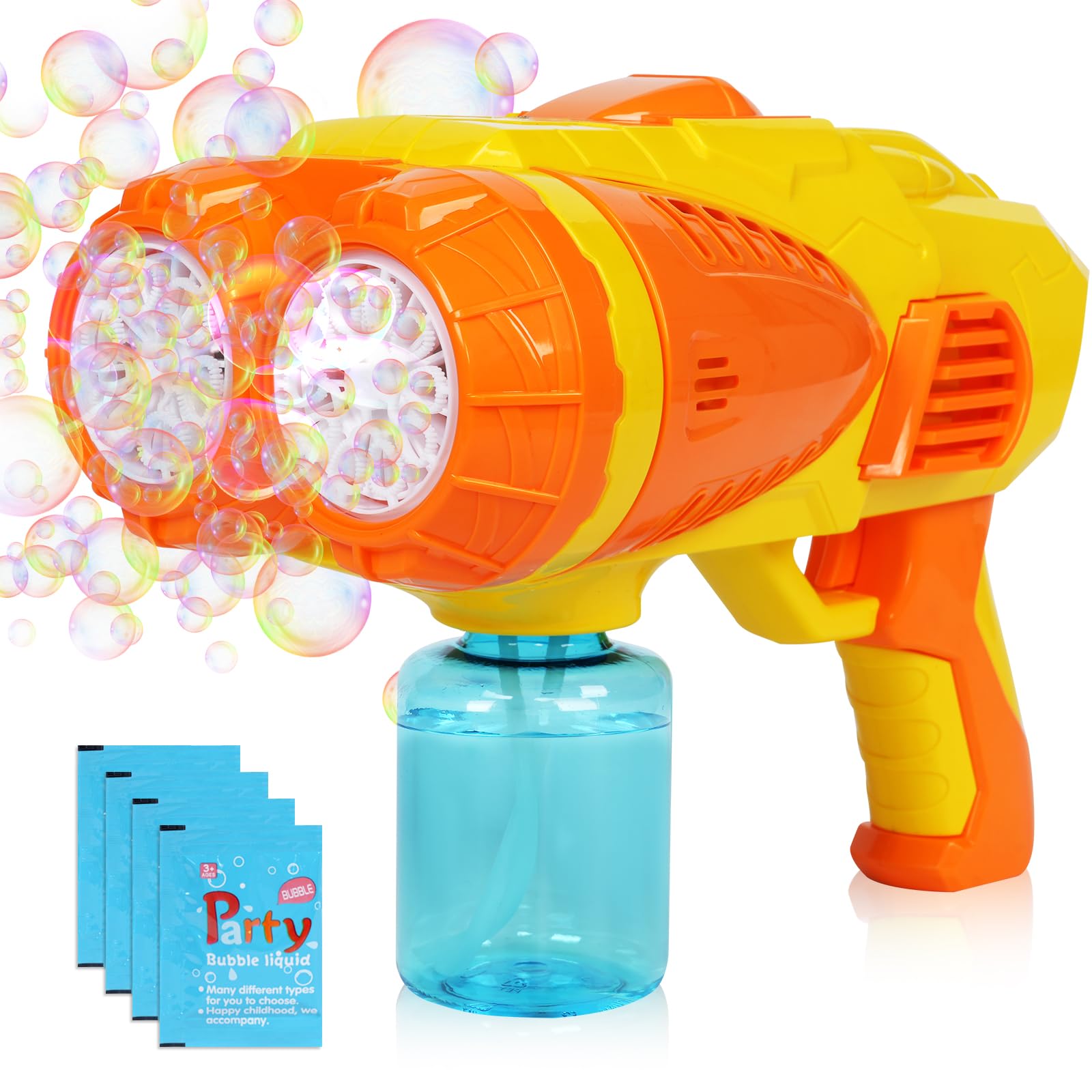 Bubble Machine Gun, Double Gearbox Bubble Gun Kids Toys for Boys Girls Age 3 4 5 6 7 8 9 10 11 12 Year Old, Bubble Gun Blaster Party Favors, Summer Toy, Outdoors, Easter, Wedding, Birthday Gift