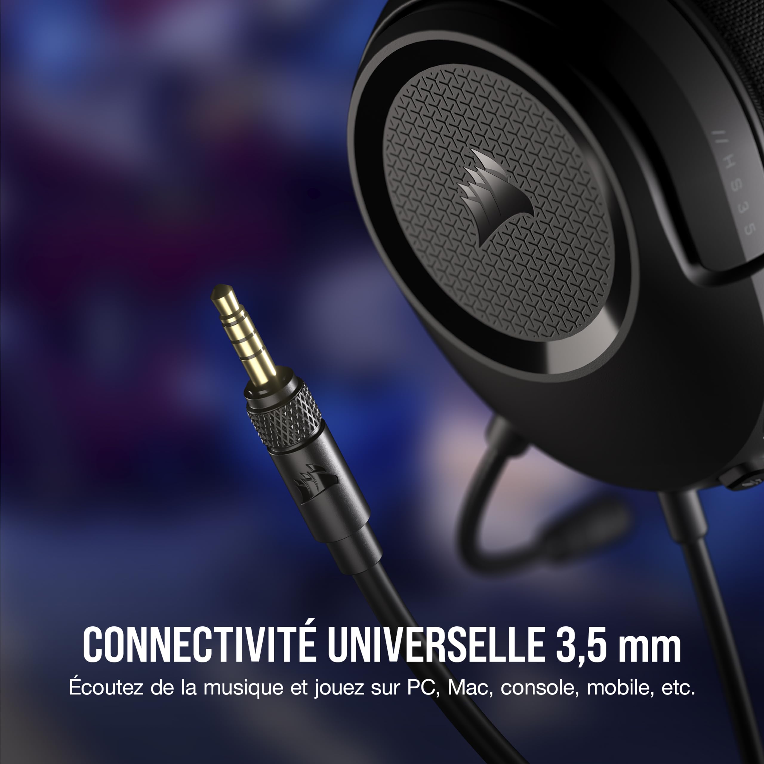 Corsair HS35 v2 Cuffie Gaming Multipiattaforma con Microfono Omnidirezionale Flessibile, Cavo 3,5 mm per PC, PS5, Xbox, Carbonio
