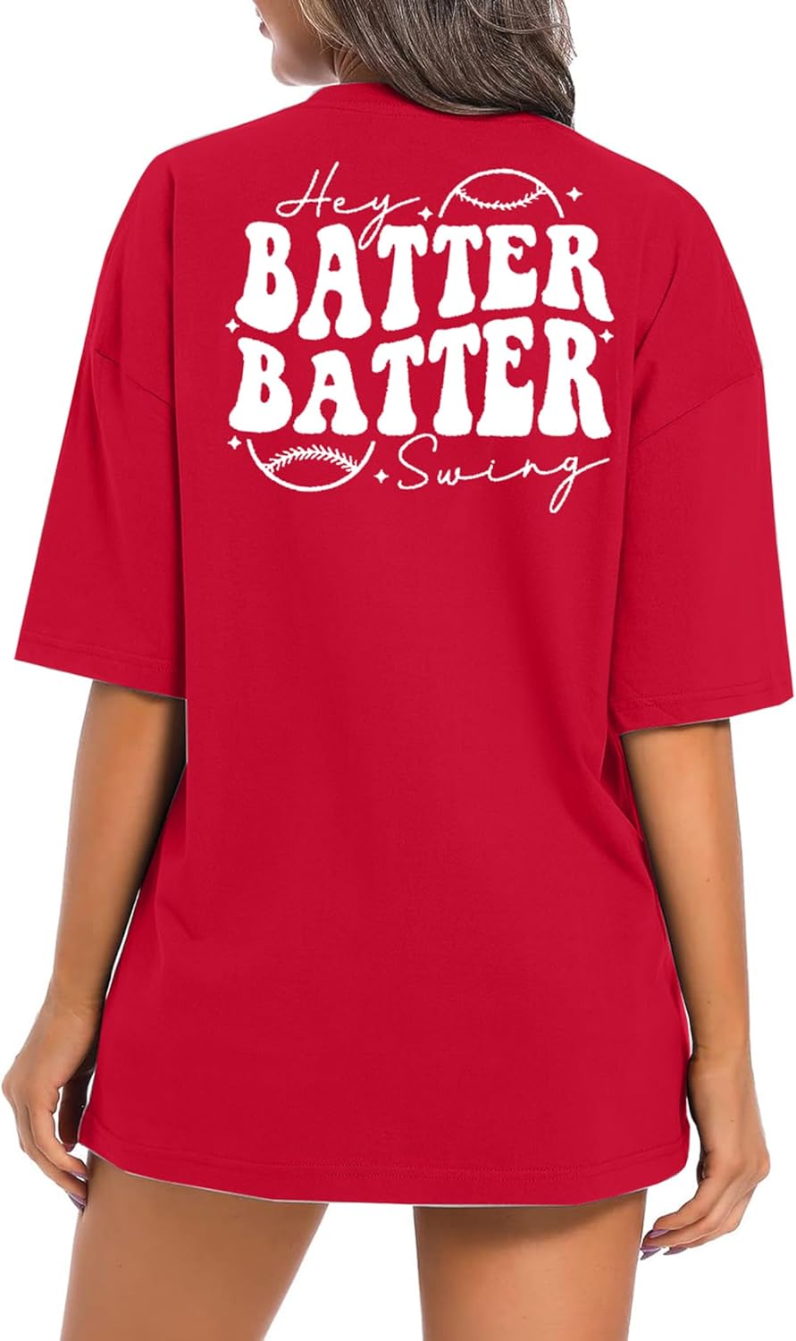 Baseball Shirts Women Oversized: Baseball Mom Tshirt Hey Batter Batter Swing Graphic Tee Ballparks Tops - Image 4