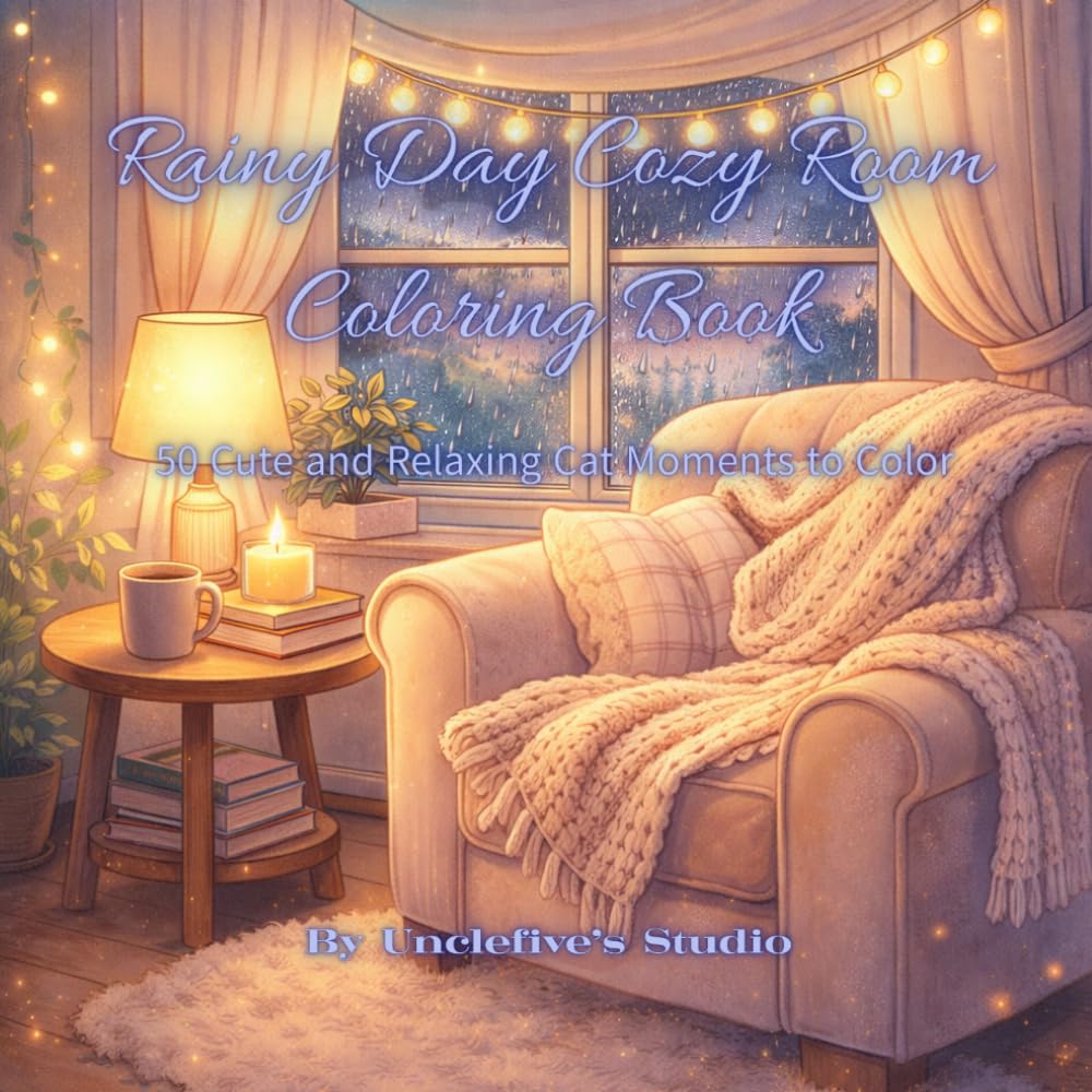 Rainy Day Cozy Room Coloring Book: 50 Relaxing Cozy Rooms to Color on Rainy Days
