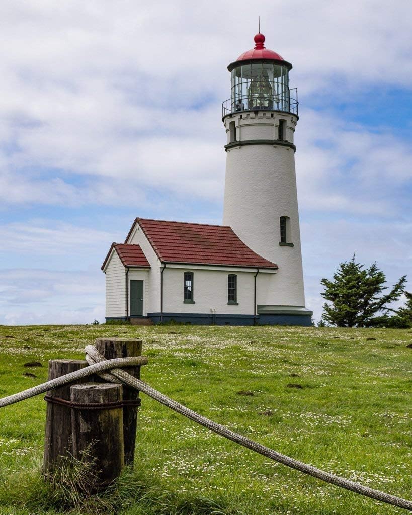 Cape Blanco Lighthouse with rope railing. Fine Art Coast Photography Print for Home Decor Wall Art