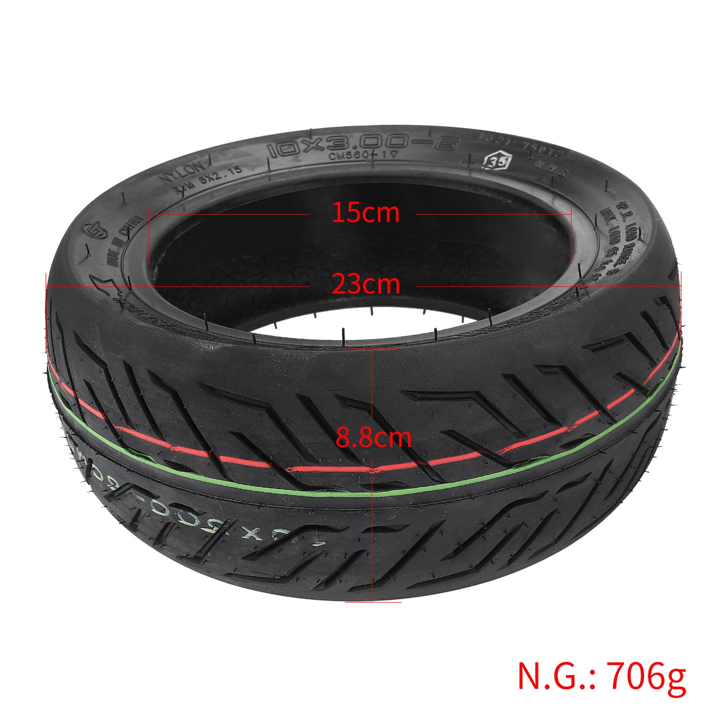 Pneu sans chambre à air - 10 x 3-6 - Pour Kaabo Mantis 10, Wolf Warrior X, VSETT 10+, T10-DDM, Dragon X10, Bolzzen Dynamo - 10 x 3.00-6 CST Urban-Profil - Pneu de rechange - Durable - 10 x 3.00-6 CST