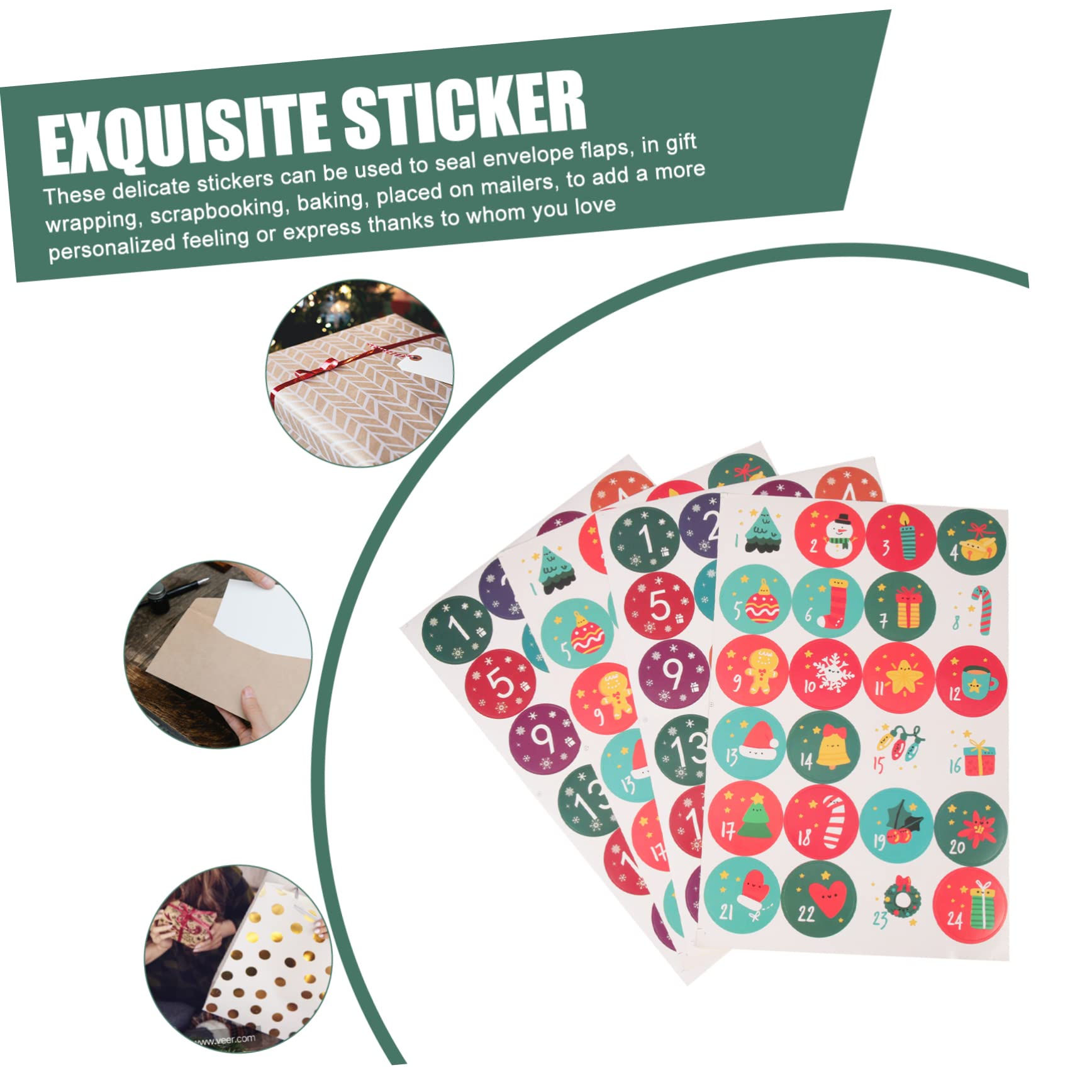 TOPBATHY 3 Set Di Etichette Adesive Natalizie Per Conto Alla Rovescia Etichette Per Sigillare La Cottura Per Scrapbooking 20 Fogli * 3