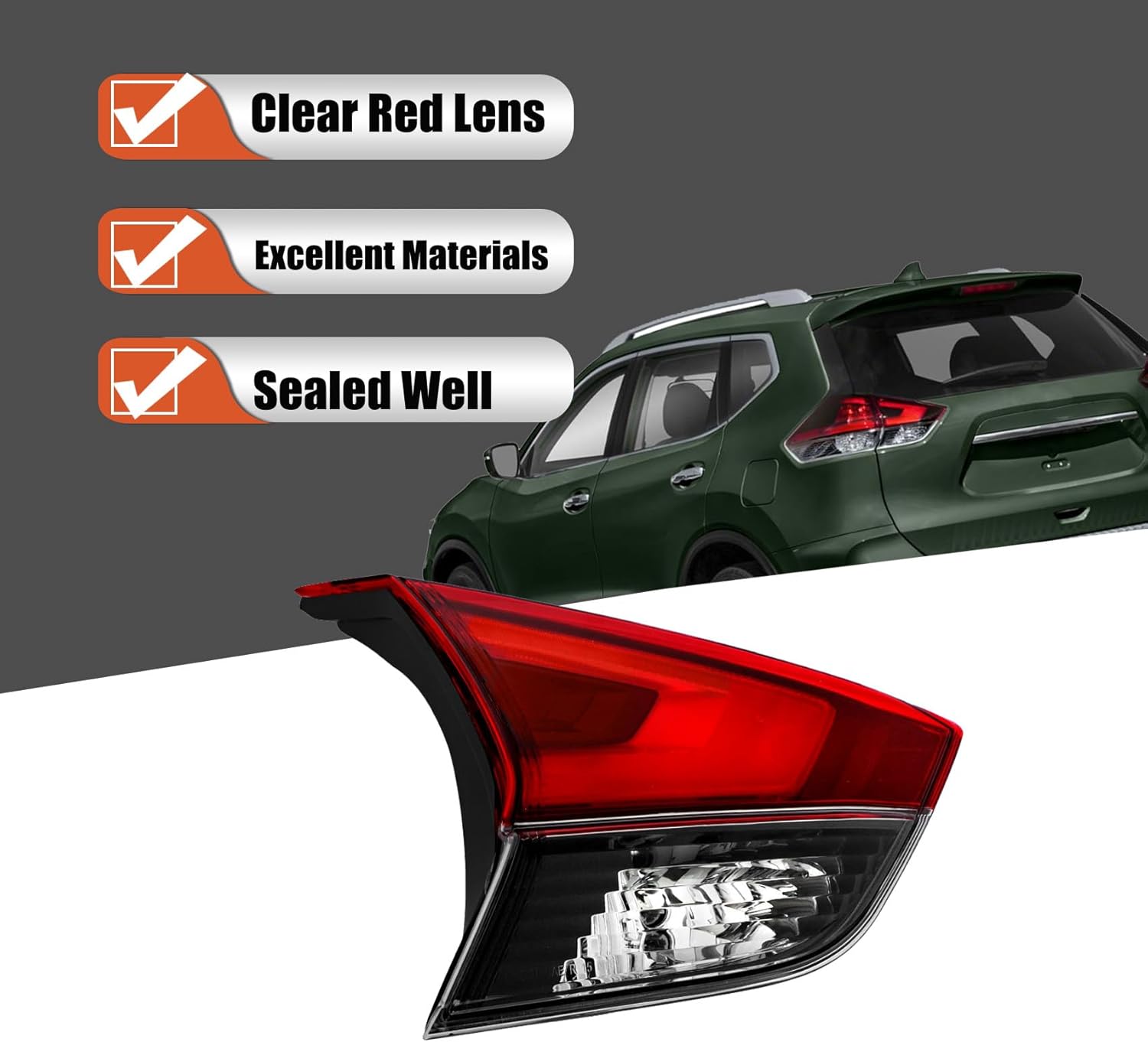 labwork Left Inner Rear Tail Light Replacement for Nissan Rogue 2017-2019 Brake Tail Lamp LH 265556FL5D 265556FL5A