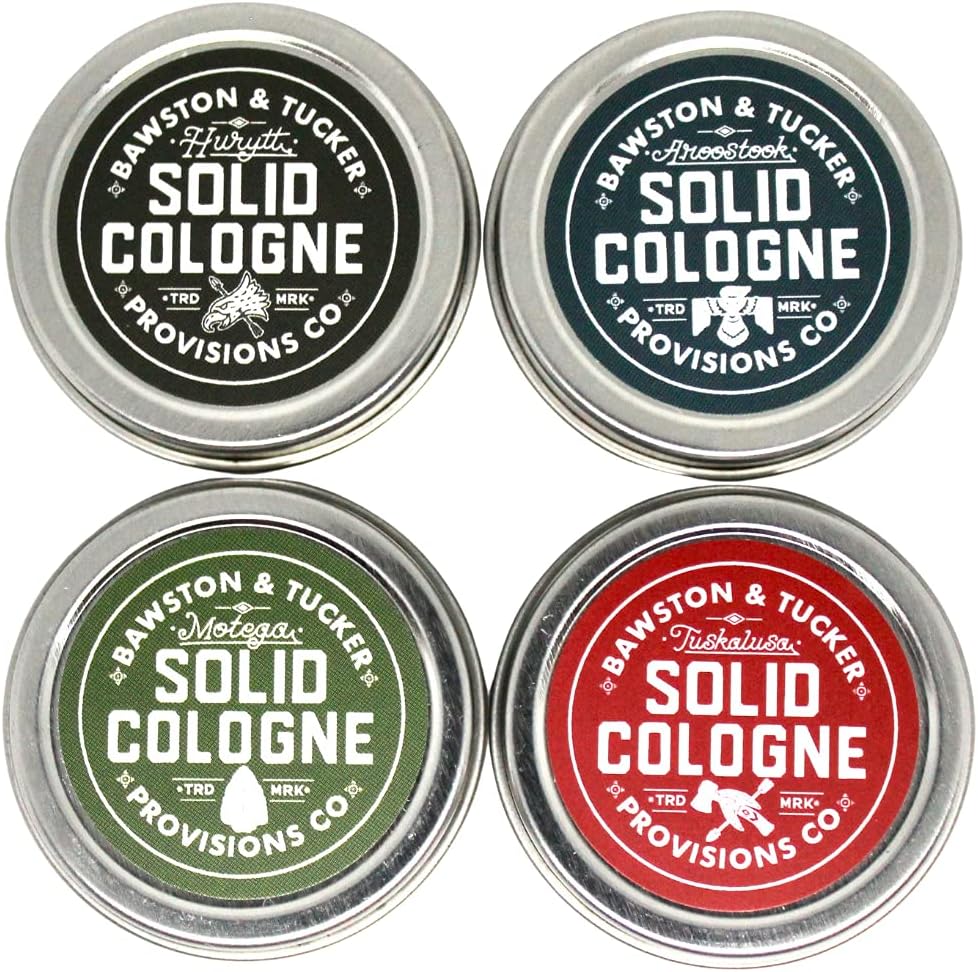 Bawston & Tucker - Solid Cologne Signature Sampler Set - Four Travel Friendly Sample .20 oz Tins
