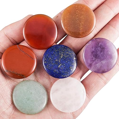 Miniatura 2 de mookaitedecor Juego de 7 piedras de chakras pulidas para la preocupación de la palma de la mano, juego de cristales para curación meditación, reiki,