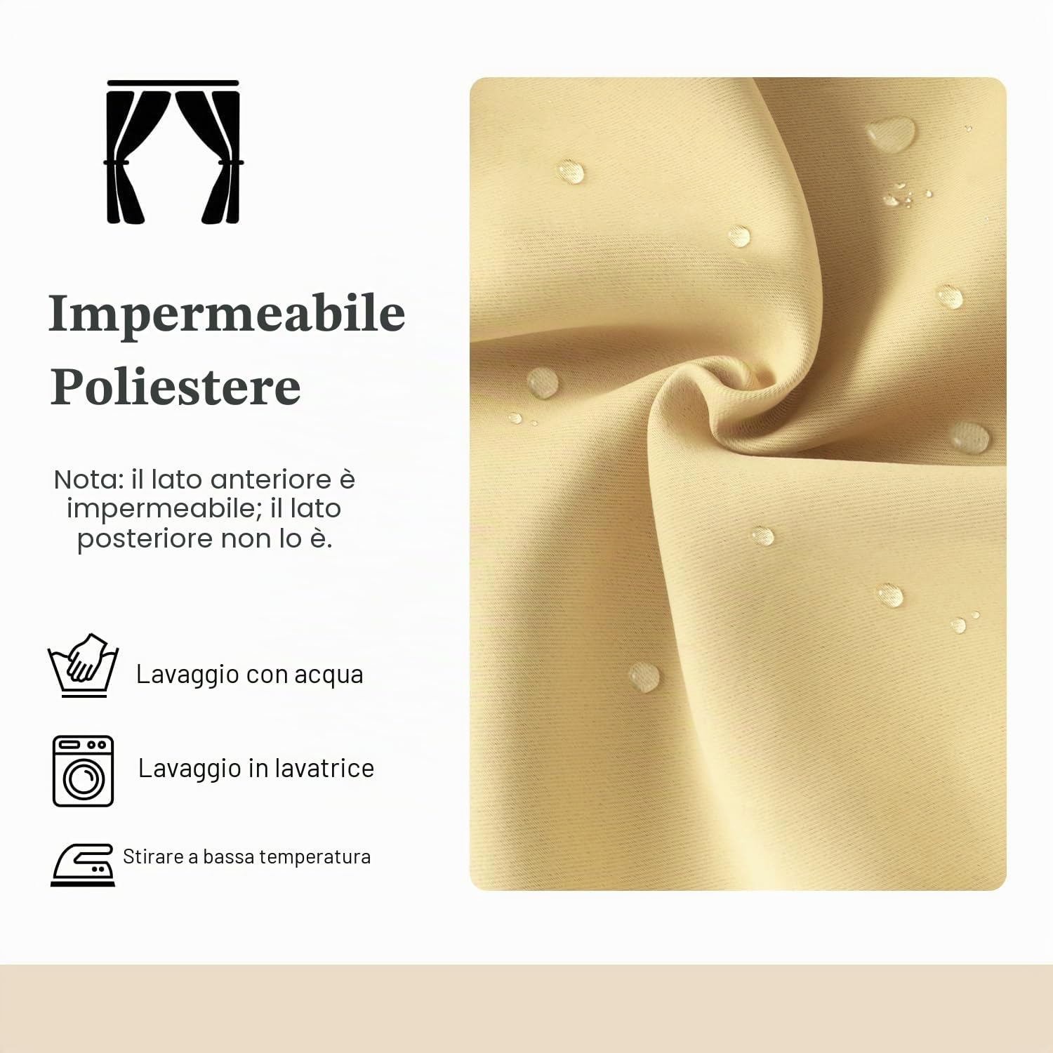 Tende Per Gazebo Esterno Impermeabile, Antivento, Antipolvere e Resistente Ai Raggi UV, 132x215 cm, Per Pergolati E Finestre (Beige x1 Pezzo)