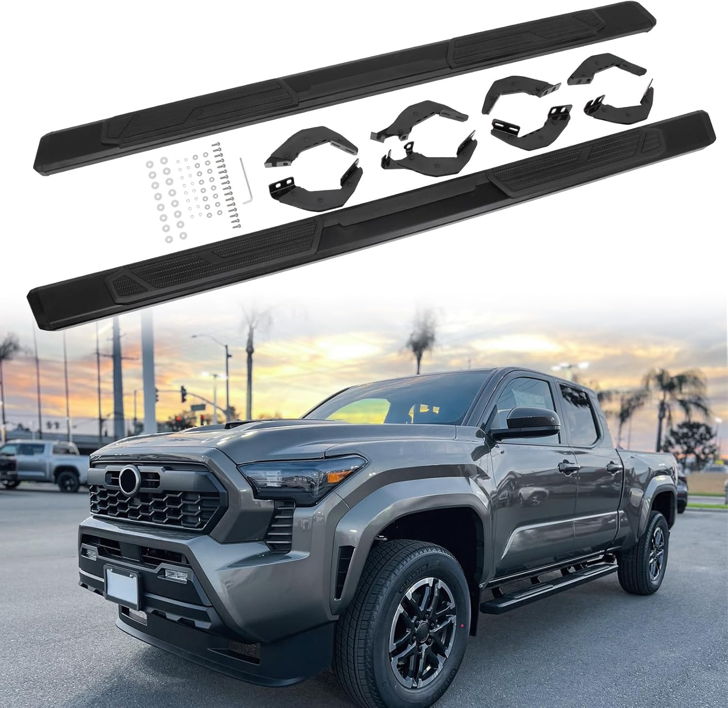 Running Boards Fit for 2024-2026 Toyota Tacoma Double Cab Side Steps Aluminum Nerf Bar Accessories