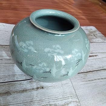 高級　青磁象耳　大型花瓶　(韓国製) Amazon.co.jp: 韓国 月城窯 象軒 青磁 花瓶 : ホビー