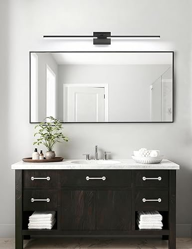 Miniatura 5 de VOLISUN Lámpara de tocador de baño de 48 pulgadas, 5CCT regulable, lámpara LED de baño de 40 W sobre el espejo, luces de tocador de barra negra para