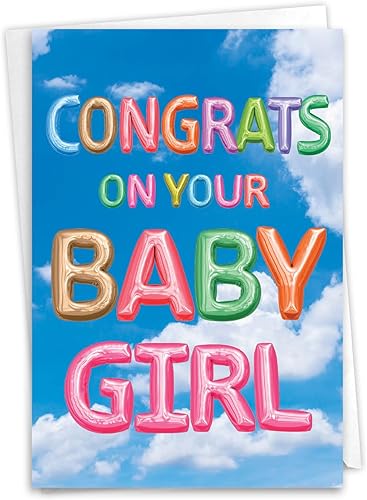 The Best Card Company - Tarjeta de bebé recién nacido para niñas - Tarjeta de felicitación para padres nuevos con sobre (no 3D o elevado) - Mensajes