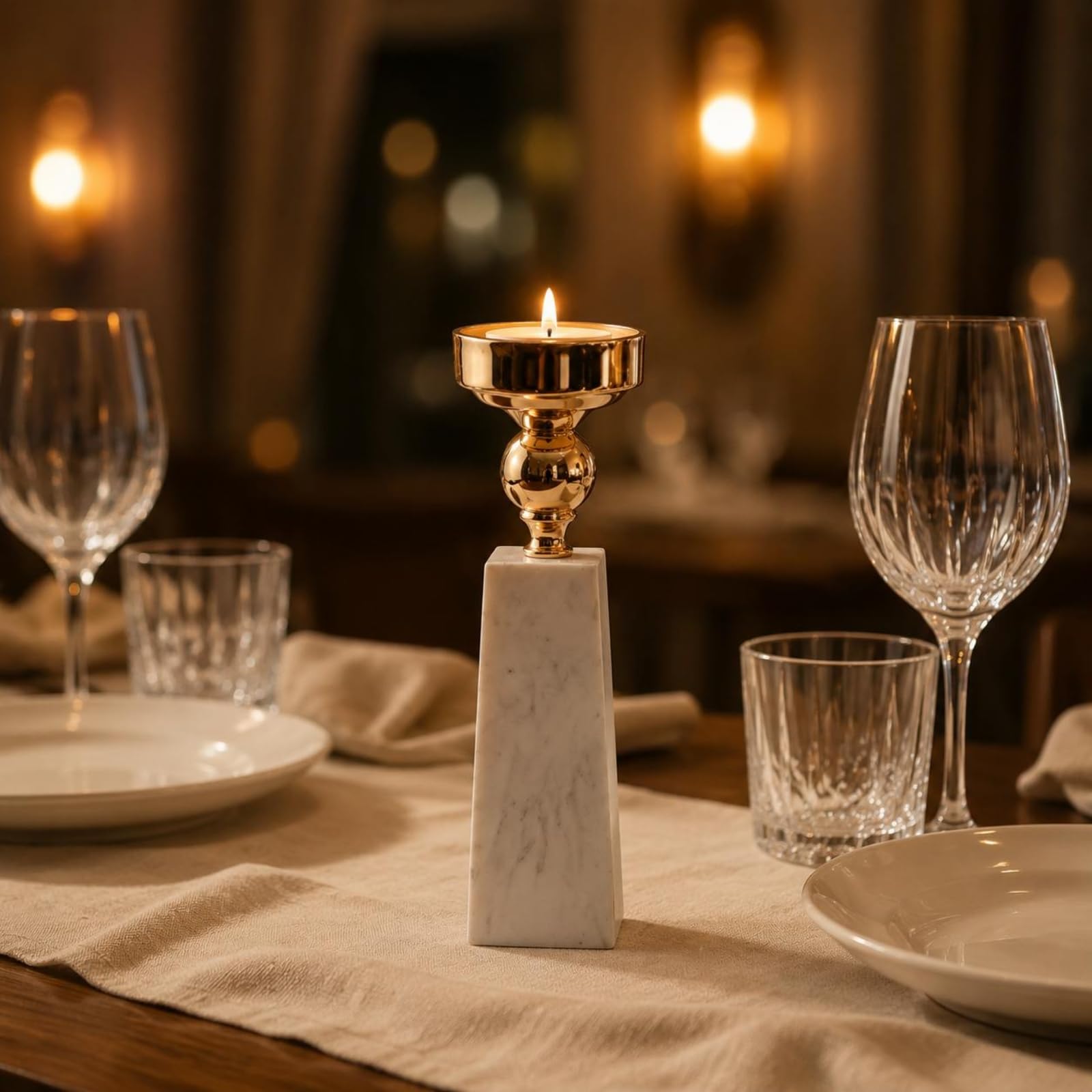Marmor-Kerzenhalter Romantisch Moderne Tischkerzenhalter Leicht zu Reinigen Wohndeko für Hotel, Esszimmer, Wohnzimmer, 100 100 270mm