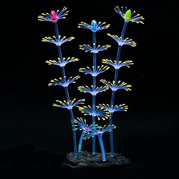 Uniclife Strip Coral Plant Ornament Glowing Effect Silicone Artificial Decoration for Fish Tank, Aquarium Landscape - Orange