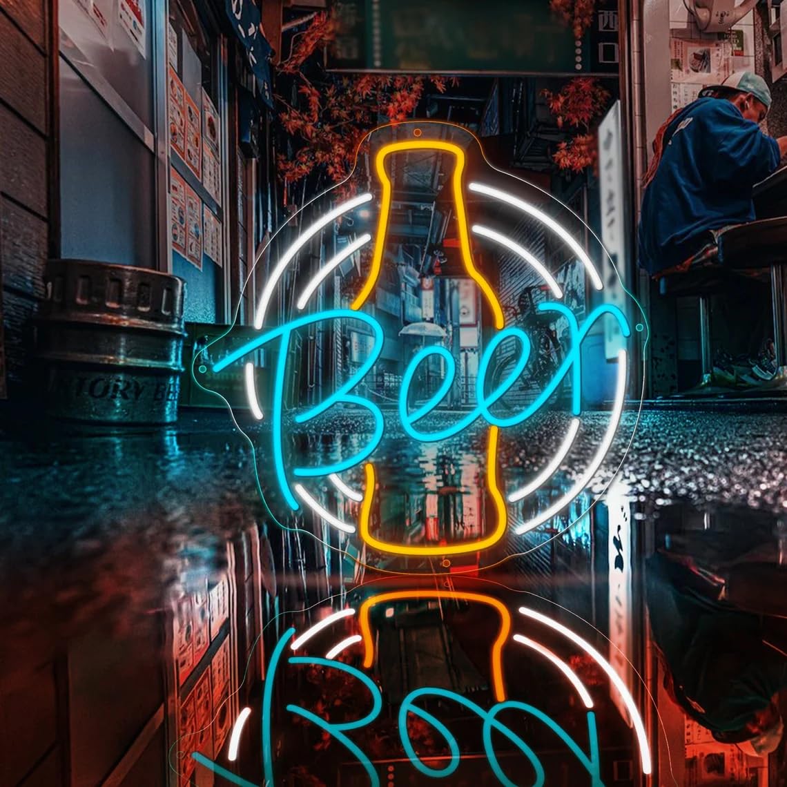 Champagne Beer LED Neon Light, 30 cm x 30 cm
