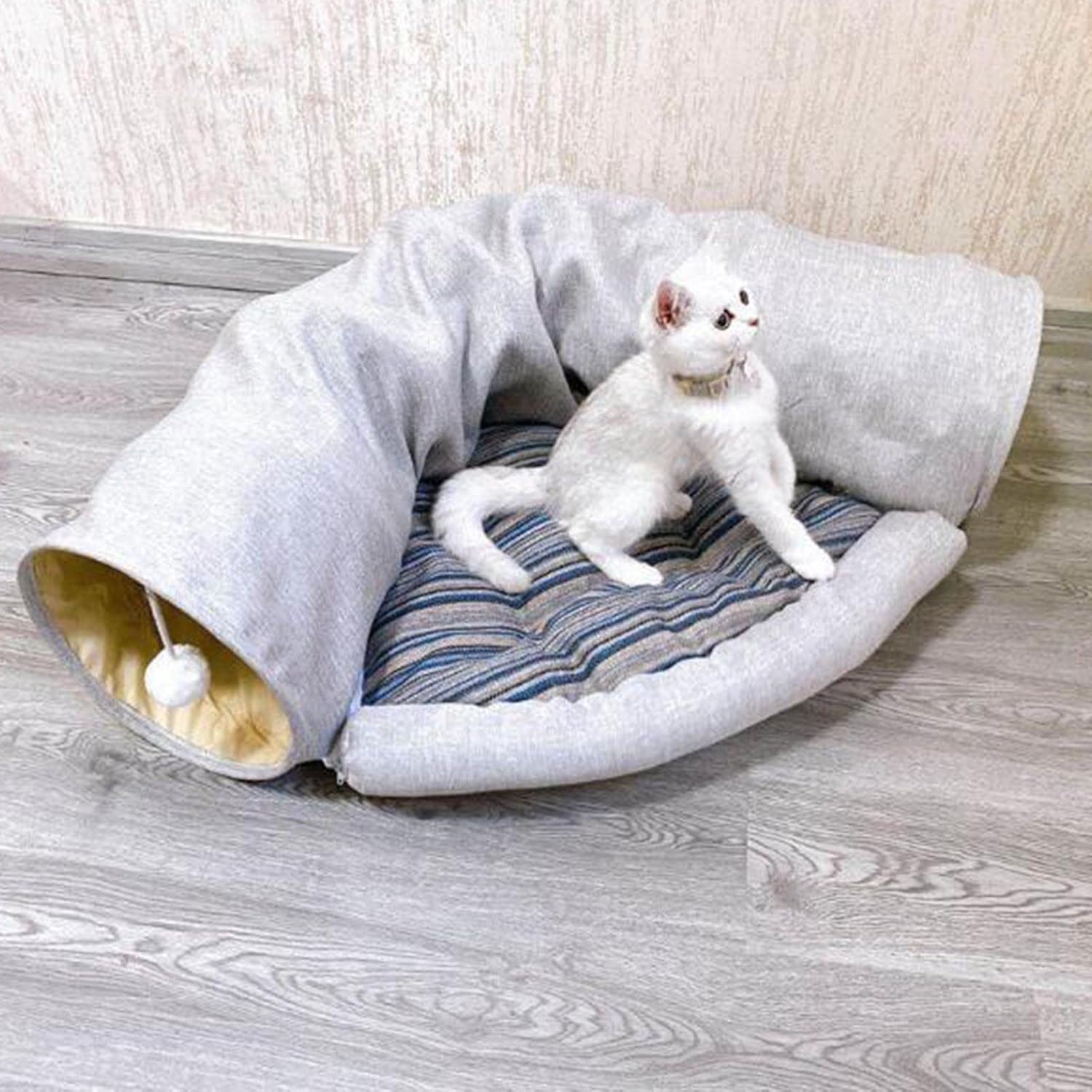 Cat Tunnel Tube Interactive Toy Mattress Pads Nest for Hamster Hedgehog Mice