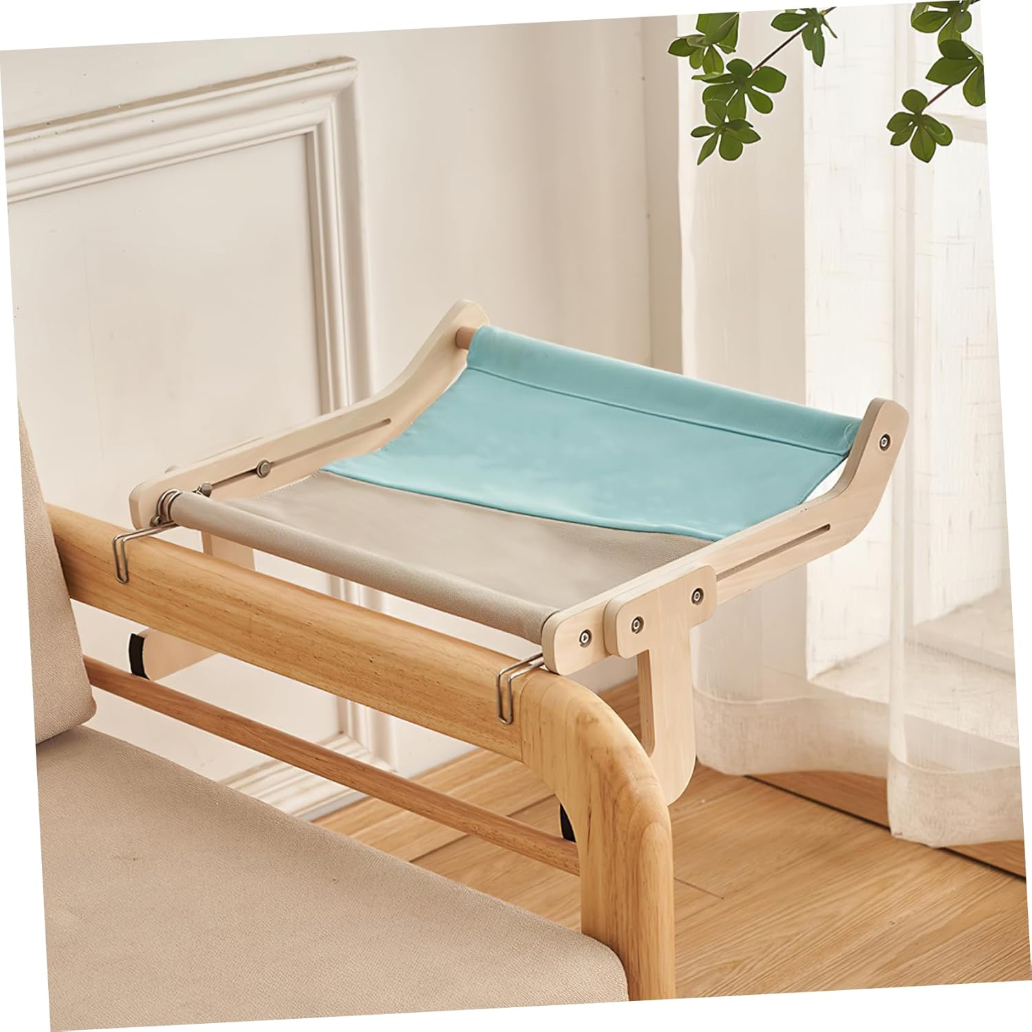 Milisten Adjustable Cat Window Hammock Bed Thickened Wooden Cat Perch for Indoor No Suction Cups Large Size Sturdy Design